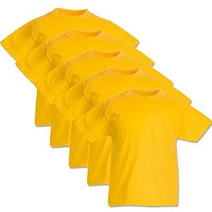Fruit of the Loom Valueweight 5 T-shirts voor kinderen, 104, 116, 128, 140, 152, diverse kleurensets naar keuze, 100% katoen, zonnebloem, 12-13 Jaar