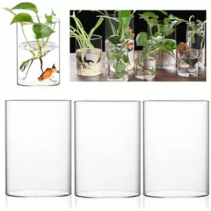 Jelofly 12 stks Clear Glazen Cilinder Vazen voor Centerpieces 15,5 cm Hoge Glazen Bloem Vaas Orkaan Drijvende Kaars Houder voor Thuis Bruiloft Party Tafel Decor