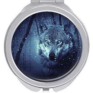 Arctic Sneeuw Wolf Compacte Kleine Reizen Make-up Spiegel Draagbare Dubbelzijdige Pocket Spiegels voor Handtas Purse