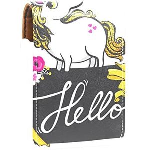 Gepersonaliseerde Lipstick Case Draagbare Make-up Tas Cosmetische Pouch Lippenstift Houder Make-up Organizer Gouden Eenhoorn, Meerkleurig, 9.5x2x7 cm/3.7x0.8x2.7 in