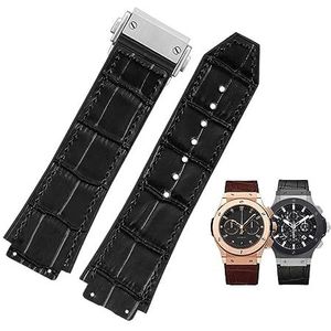 LUGEMA Horlogeband Compatibel Met Hublot Classic Fusion Series Convex 26 Mm * 19 Mm Rundleer Rubberen Horlogeband Heren (Color : 2 Black, Size : 26X19mm no clasp)