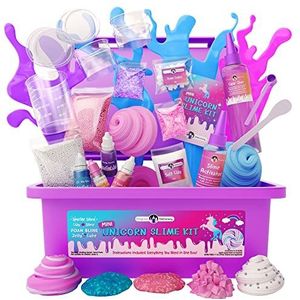 Original Stationery Mini Unicorn slijm complete set voor meisjes – alles in een doos! – Maak eenhoornslijm, met kleuren, pailletten, schuimrubber, cadeaus voor meisjes en kinderen