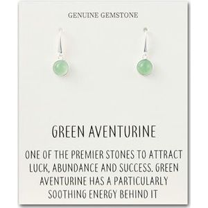 Philip Jones Groene Aventurijn Drop Oorbellen met Quote Card, Medium, Groene Aventurijn, Aventurijn