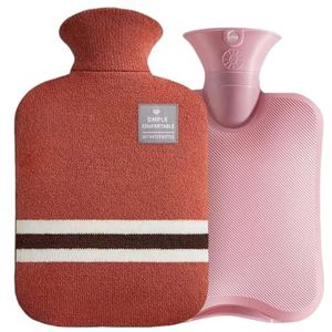 Warmwaterkruik met gebreide hoes, duurzame warmwaterkruik van 1 l / 2 l voor pijnverlichting, warmwaterkruik voor pijnverlichting, warme koude therapie, handvoetenwarmer warmwaterzak (HWB01-2L -