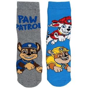 United Labels Paw Patrol sokken voor jongens - Chase, Rubble en Marshall kindersneakers, kindersokken, blauw/grijs (verpakking van 2), blauw/grijs, 23/26 EU