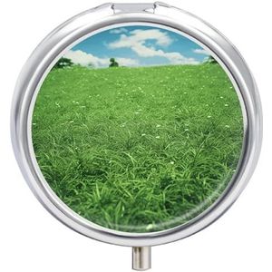 Groene Gazon Pillendoos Waterdichte Draagbare Geneeskunde Pil Case Vochtbestendige Metalen Reizen Pillendoos met 3 Compartimenten Geneeskunde Case