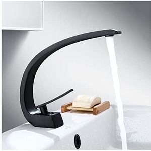 Aanrechtkranen, Badkamerkranen, Basin kraan goud badkamer mixer tap rose gouden wassen tapkraan nikkel lavotory kraan messing warme en koude waterval tapkraan voor Sink Vanity Rv Bar(Nero)