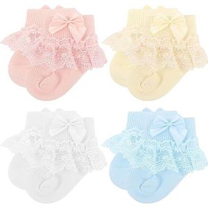 DRESHOW Baby Kanten Strik Sokjes Frilly Kanten Sokjes Newborn Toddlers Meisjes Sokken Enkel Jurk Sokje