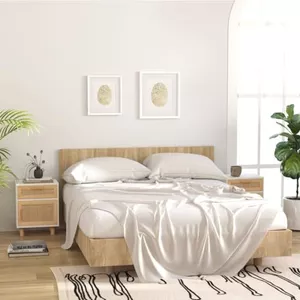 Nachtkastje Van Boheems Rotan, Modern Middeleeuws Design, MDF En Spaanplaat, Met Open Plank En Gouden Handgreep 45x40x55 Cm