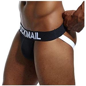 JOCKMAIL Sexy Heren Jock Bandjes Ondergoed Katoen Sexy Jocks Bikini G-strings Mannen Thongs Mannelijke Slips Homo Ondergoed Thongs 6 Kleuren, Zwart, XL
