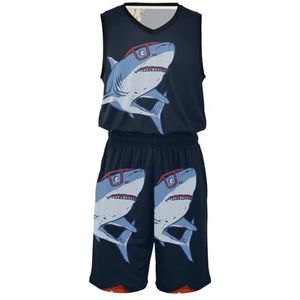 Basketbalshirts en shorts Shark Chips Basketbalshirts voor Mannen Jeugd Basketbal Kostuum Heren Gym Shorts
