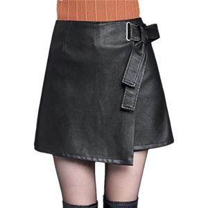 Hcclijo Dames Premium Pu Lederen Shorts Rokken Lente Temperament Elegante Shorts Zwarte Shorts, Zwart, M