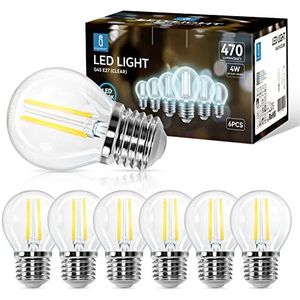 Aigostar Led Lamp E27 Met Gloeidraad, 4 W, Koud Wit (6500 K), 470 Lumen, Stralingshoek: 360 °, Niet Dimbaar, 6 Stuks