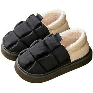 Outdoor pluche herenpantoffels winter indoor antislip verdikte onderkant katoenen pluche verdikte waterdichte pantoffels (Color : Black, Size : 38-39 foot 23.5-24cm)