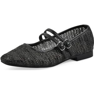 WHITE MOUNTAIN Bocage Mary Jane Flat voor dames, Zwart glad, 37.5 EU