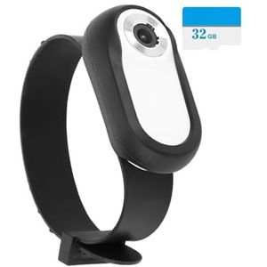 HD 1080P Sport/Actie Camera Geen WiFi nodig Hond Kat Huisdier Halsband Sport Video-opnamen met 32G-kaart Dierbenodigdheden(White With 32G Card)