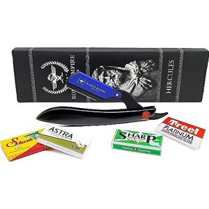 Razor Blades Club Hercules Scheerapparaat van Roman Empire Shaving | Professioneel scheerapparaat voor baard, snor en contouren met 20 messen set (Astra-Sharp-Shark-Treet)