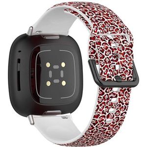 Zachte sportband compatibel met Fitbit Sense/Sense 2 / Versa 4 / Versa 3 (trendy rode luipaardvlekken geïsoleerd) siliconen armband accessoire