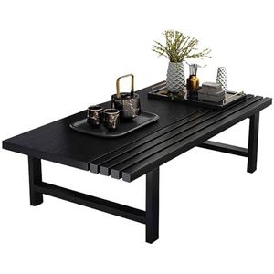 Houten salontafel Theetafel Lage tafel om op de vloer te zitten, Japanse vloertafel, vintage Kotatsu-tafel Eettafel Tatami-tafel Altaarvloertafel (Color : Black, Size : 23.6x15.7x9.8 inches)