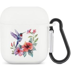 Kolibries Bloemen Leuke Case Voor AirPods 2&1 Schokbestendige Beschermende Hoofdtelefoon Gevallen Cover Met Sleutelhanger Voor Mannen Vrouwen