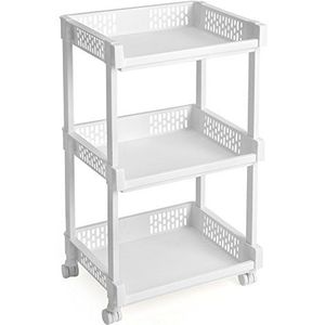 SONGMICS trolley van kunststof, multifunctionele trolley met wieltjes voor keuken, kantoor, badkamer