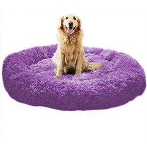 Deluxe huisdier bed voor katten en honden warm pluche donut hond bed knuffel Kennel zachte puppy bank kat kussen nest afneembare slaapzak - XXL-paars