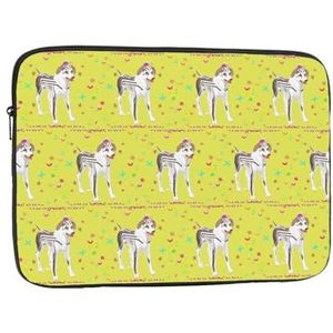 Cartoon grijze en witte hond laptop tas, duurzame schokbestendige mouw, handheld draagbare laptop tas voor 13 inch laptop.