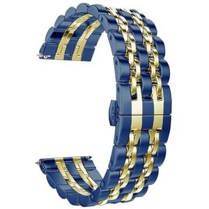 Metalen roestvrijstalen klassieke polsband geschikt for Huawei Watch GT 2 4 6 mm 42 mm band armband horlogeband geschikt for EER Magische polsband (Color : Blue gold, Size : For GT 2 42mm)