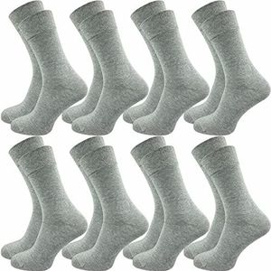 GAWILO Herensokken van 100% katoen (8 paar), zonder drukkende naad, katoenen sokken met versterkte hiel en teenpunt, lichtgrijs, 39-42 EU