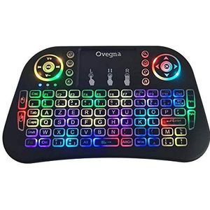 Ovegna i10: Mini draadloos toetsenbord AZERTY, Wireless 2.4Ghz, Touchpad, batterij, RGB achtergrondverlichting, voor Smart TV, PC, Mini-PC, Mac, Raspberry PI 2/3/4, consoles, laptop en Android-box