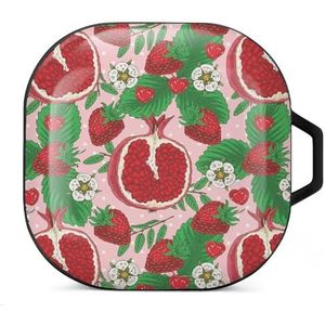 Aardbeien Guave Bloemen Oordopjes Hoesje Compatibel met Samsung Hard Shell Beschermhoes Zwart-Stijl