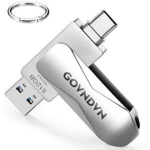 GOVNDVN USB-stick voor iPhone 15, iPhone USB-stick voor het opslaan van meer foto's en video's, USB C-sleutels, extern geheugen voor iPhone 15-serie/iPad/Android/PC/Mac (512, GB)