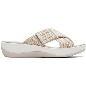 Clarks Women's Arla Wave Slide Sandal, Beige Combi, 7 Wide