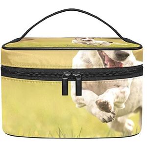 Running White Little Dog Outdoors Makeup Organizer Bag, Travel Makeup Bag Organizer Case Draagbare Cosmetische Tas voor Vrouwen en Meisjes Toiletries, Meerkleurig, 22.5x15x13.8cm/8.9x5.9x5.4in
