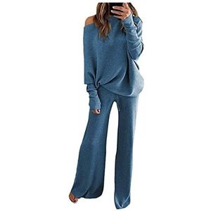 Dames Sportpak Tweedelig Compleet Trainingspak Elegante Herfst Winterbroek Set Joggen Fitness Gymnastiek Sportkleding Sets (Color : Blue, Size : 3XL)