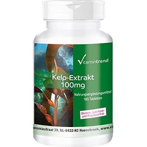 Kelp 100mg - 180 tabletten - ! VOOR 6 MAANDEN ! - veganistisch - Kelp uit de Noord-Atlantische Oceaan - natuurlijk jodium | Vitamintrend®
