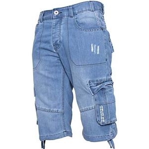 Enzo Cargojeans voor heren, korte broek, vrije tijd, werk, denim, zomer, halve broek, Lichte stonewash, 48W