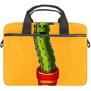 Cactus Geel Laptop Schouder Messenger Bag Crossbody Aktetas Messenger Sleeve voor 13 13.3 14.5 Inch Laptop Tablet Beschermen Tote Bag Case, Meerkleurig, 11x14.5x1.2in /28x36.8x3 cm