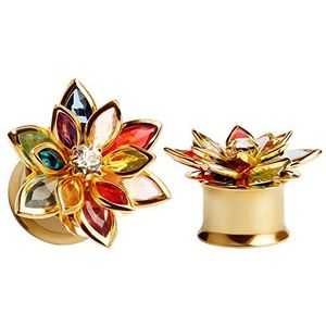 KUBOOZ Modieuze kleurrijke droom bloem elegante oordopjes tunnel meetinstrumenten wig piercing sieraden, Roestvrij staal