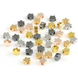 10 stks/partij RVS Ster Kroon Liefde Hart Goud Zilver Kleur Losse Spacer Kralen DIY Sieraden Maken Bevindingen Charms Armband-Bloem-6x6x3mm-Rose Goud