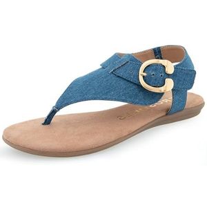 Aerosoles Isa platte sandaal voor dames, Medium Blauw Denim, 38 EU