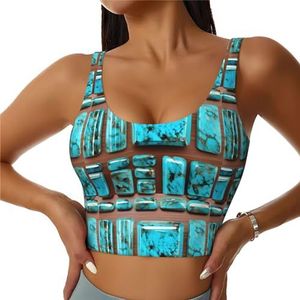 Heldere Aqua Blauw Turquoise Print Casual Wear Vrouwen Sport Vest Yoga Vest Workout Vest Voor Vrouwen Lichtgewicht Trendy, Zwart, S