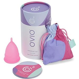 OVIO Menstruatiecup - Herbruikbare, zachte en flexibele menstruatiecup van 100% medische siliconen met reiszakje – Lekvrij en betrouwbaar, inclusief vervangingsgarantie voor de maat (Klein)