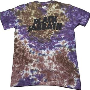 Black sabbath T Shirt Wavy Band Logo nieuw Officieel Unisex Dye Wash Purple