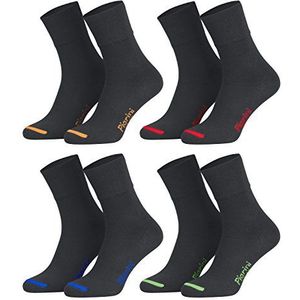 Piarini Business sokken, kostuumsokken zonder elastische tailleband katoen - heren dames - 8 stuks - zwart, blauw, antraciet en grijs (uni) - verschillende maten - ook in grote maten tot maat 50, Antraciet-gekleurde kant., 47/50 EU