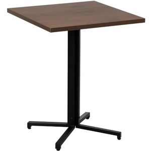 LOLAhome Vierkante tafel van hout en metaal, zwart en natuurlijk, 60 x 60 x 75 cm