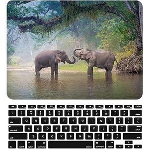 Hoes Compatibel met Nieuwe MacBook Pro 15 inch 2019 2018 2017 2016 Laat Los A1990 A1707 met Touch Bar en Touch ID, Plastic Mat Harde Beschermhoes Snap Koffer & Toetsenbordhoes, Olifant