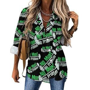 Vegan No Meat Dumbbell Fitness Dames Blouses Hawaiiaanse Button Down Womens Tops Lange Mouw Shirts Tees 3XL