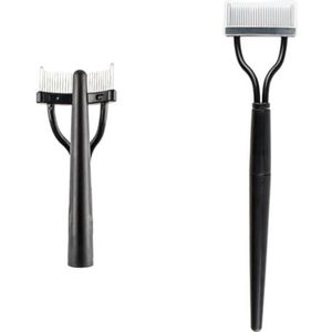 Stainless Steel Lash Comb Eyebrow, Eyelash Separator With Cover, Eyelash Comb Mascara Comb Applicator Cosmetic Brushes Tool (Color : Black, Size : Foldable)