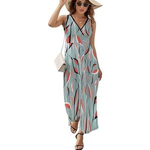 Reigers blauwe dames lange jurk mouwloze maxi-jurk zonnejurk strand feestjurken avondjurk XL